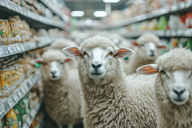 Голодные овцы захватили европейский супермаркет